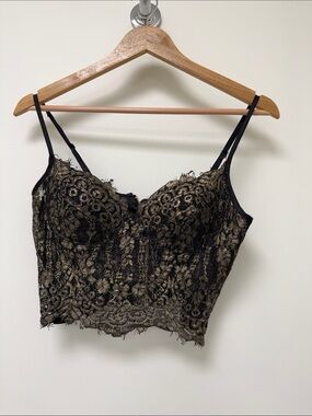 bebe Black and Gold Lace Bustier Bandeau
